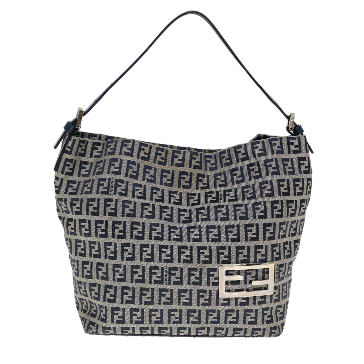 FENDI Zucchino Canvas Hand Bag Navy Auth yk12887