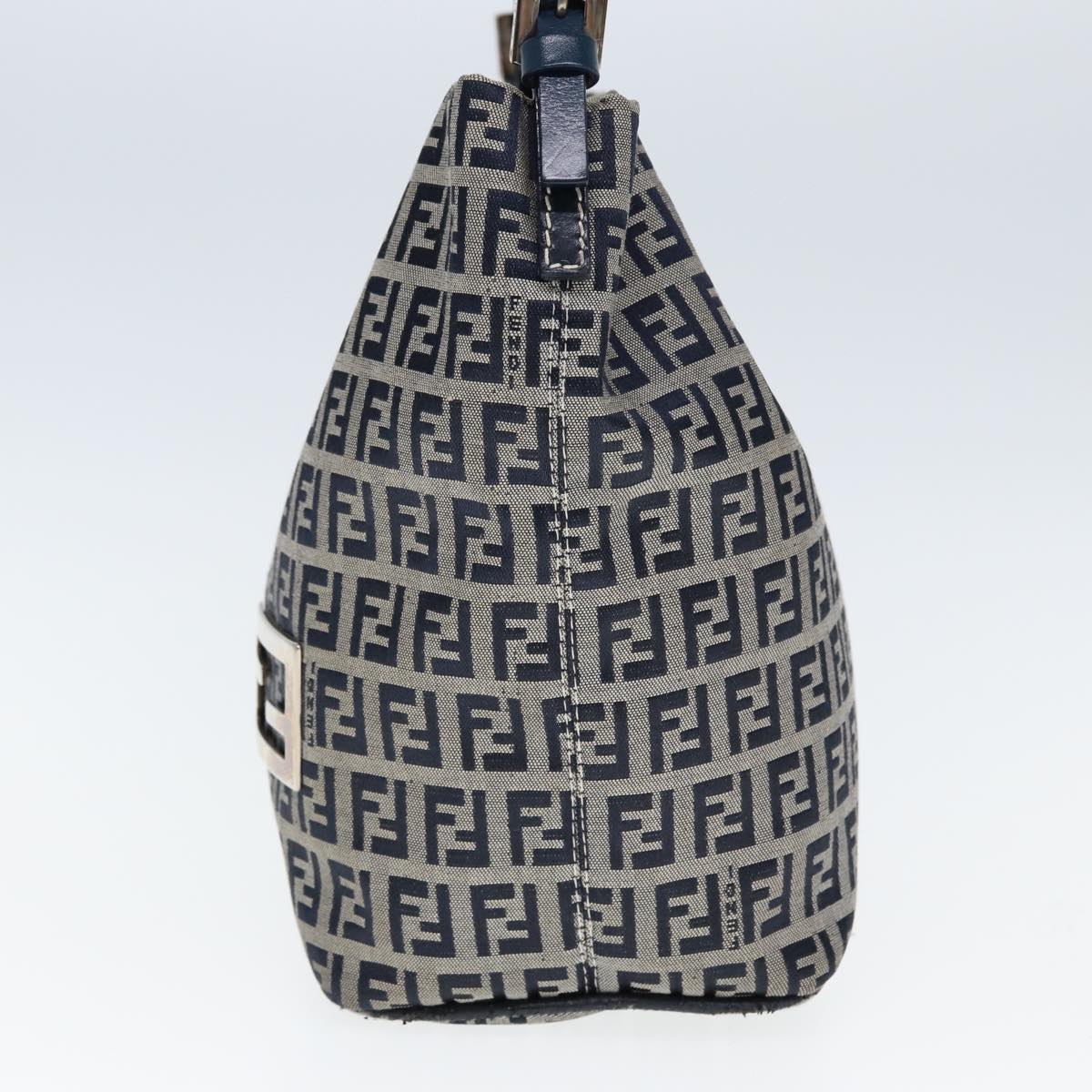 FENDI Zucchino Canvas Hand Bag Navy Auth yk12887