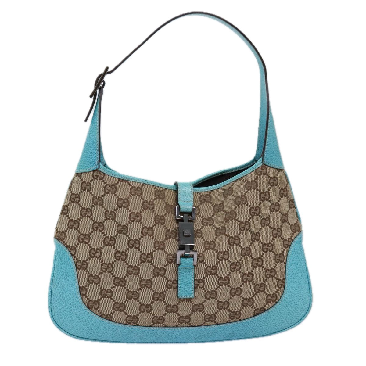 GUCCI Jackie GG Canvas Shoulder Bag Light Blue Beige 00963 Auth yk12888A