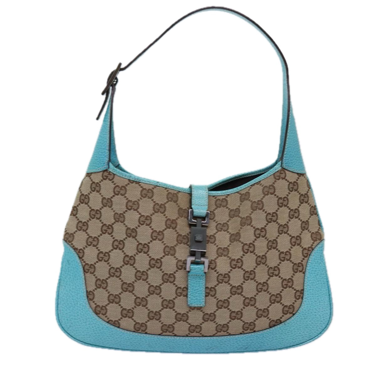 GUCCI Jackie GG Canvas Shoulder Bag Light Blue Beige 00963 Auth yk12888A