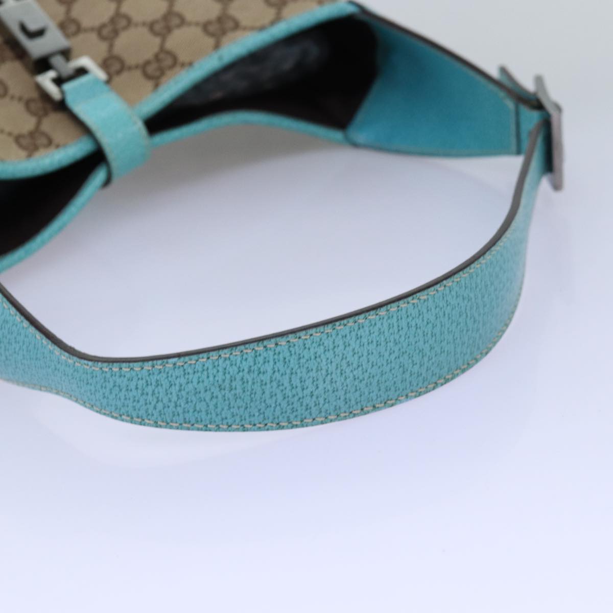 GUCCI Jackie GG Canvas Shoulder Bag Light Blue Beige 00963 Auth yk12888A