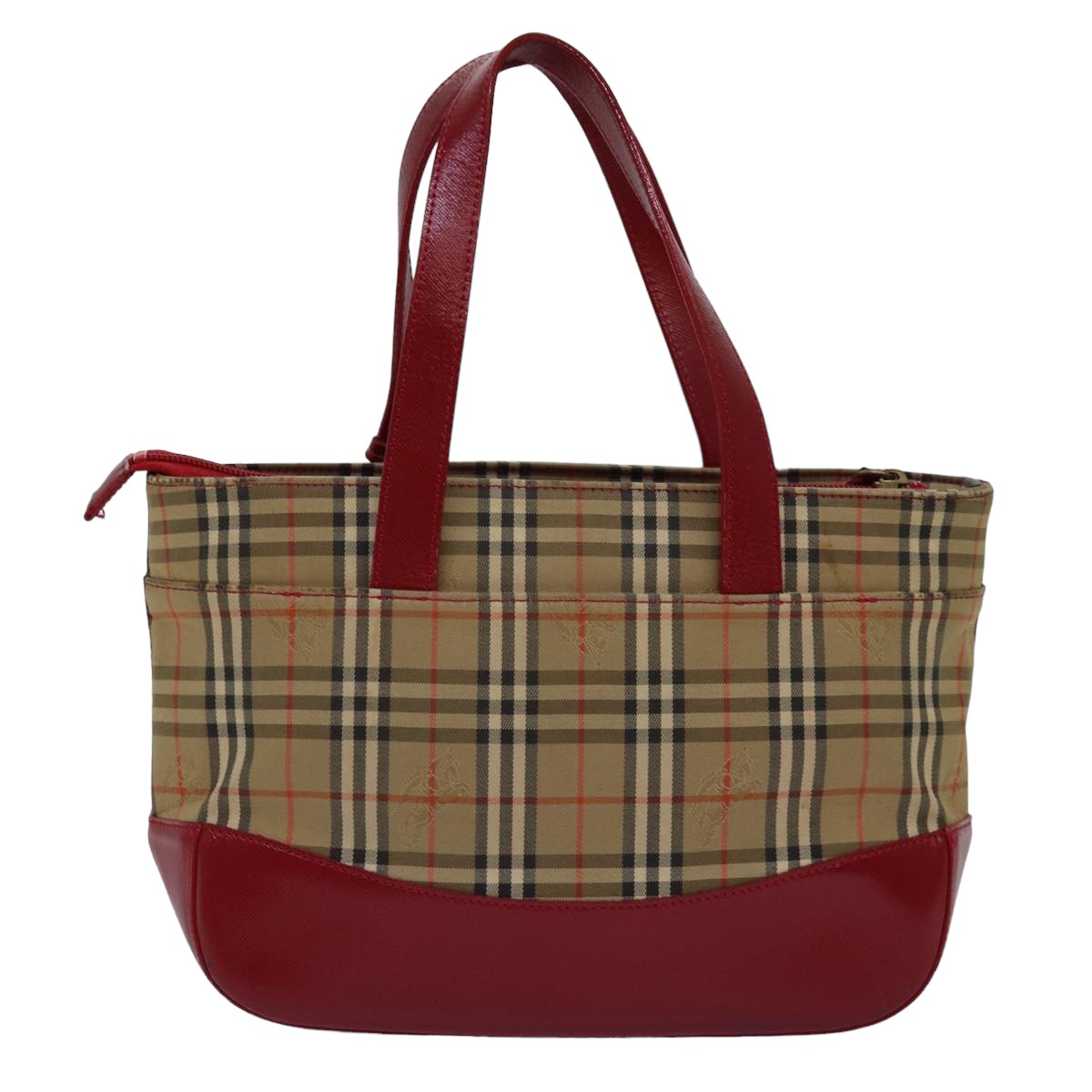 BURBERRY Nova Check Hand Bag Canvas Beige Red Auth yk12895 - 0