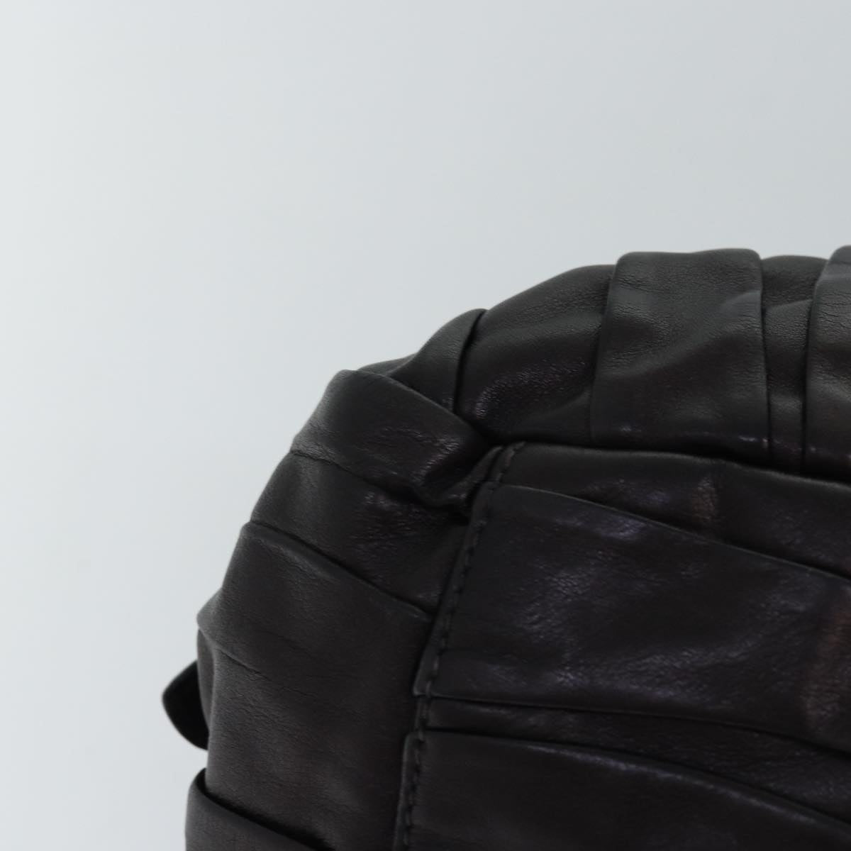PRADA Gathered Hand Bag Leather 2way Black BN1407 Auth yk12897