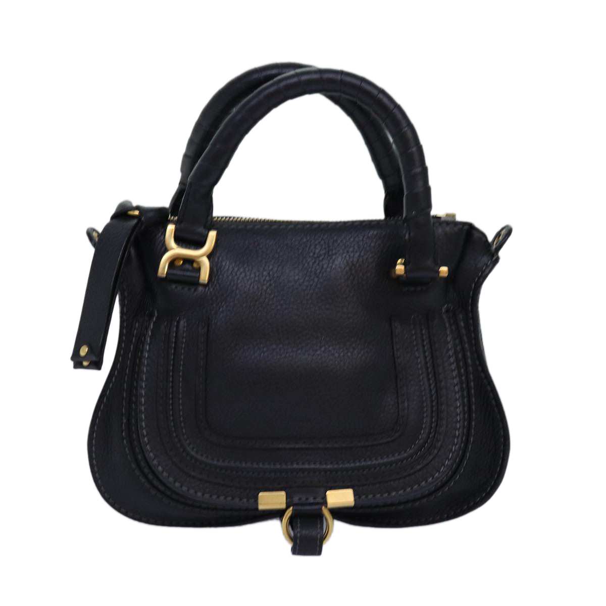 Chloe Baby Mercy Hand Bag Leather 2way Black Auth yk12898