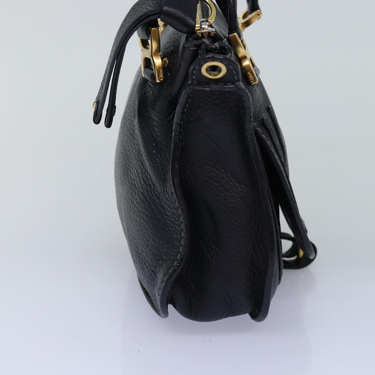 Chloe Baby Mercy Hand Bag Leather 2way Black Auth yk12898