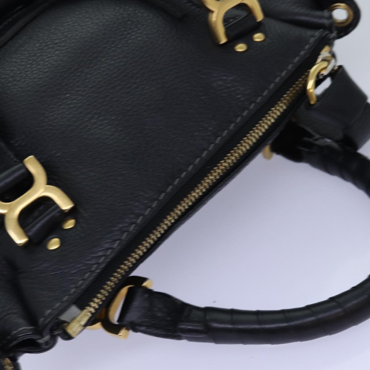 Chloe Baby Mercy Hand Bag Leather 2way Black Auth yk12898