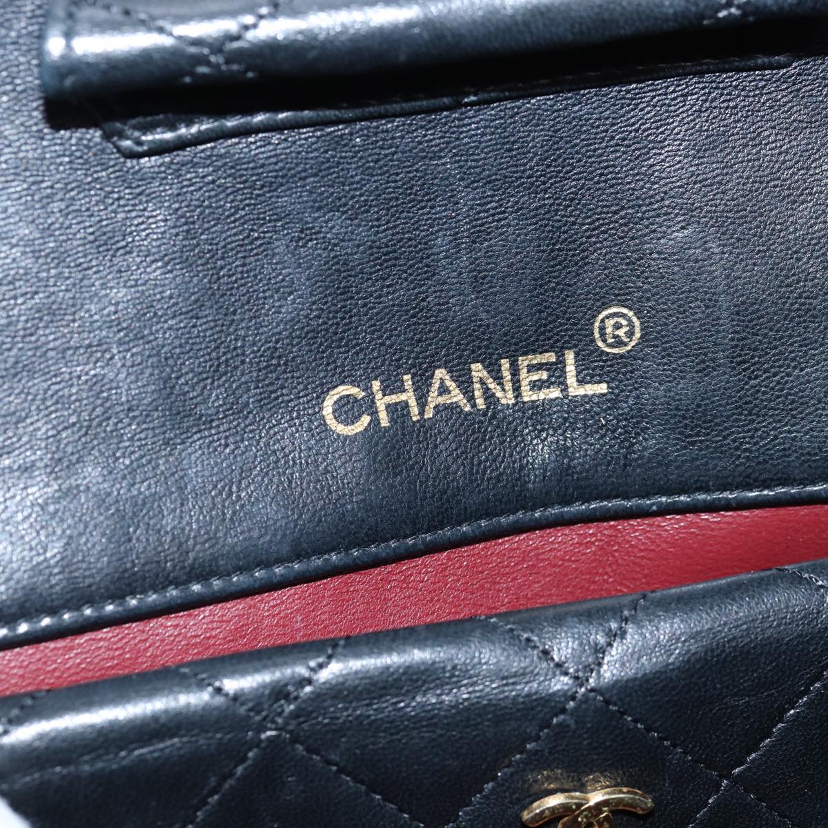 CHANEL Matelasse Turn Lock Chain Shoulder Bag Lamb Skin Black CC Auth yk12900A