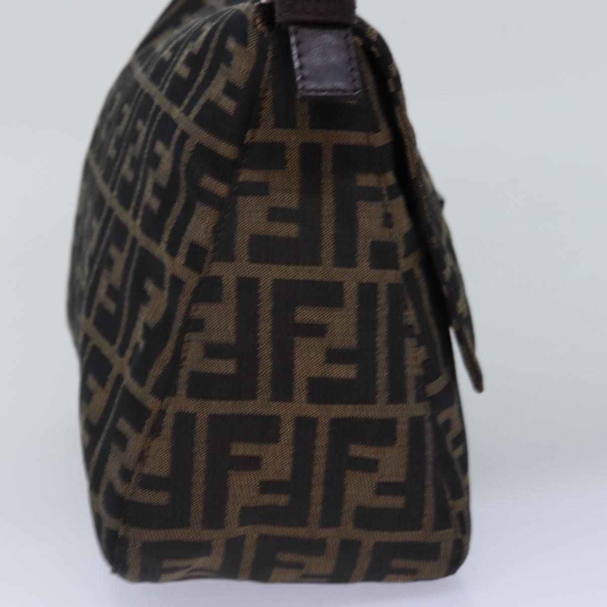 FENDI Zucca Canvas Mamma Baguette Shoulder Bag Black Brown Auth yk12916