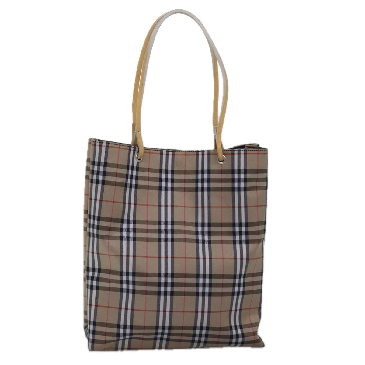 BURBERRY Nova Check Tote Bag Canvas Beige Auth yk12919