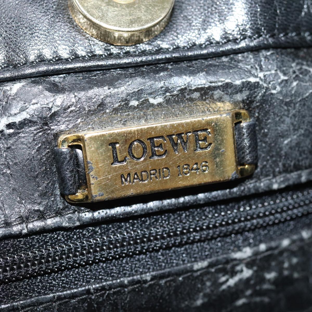 LOEWE Shoulder Bag Leather Black Auth yk12925