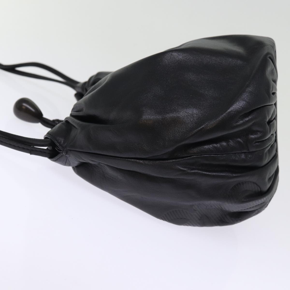 LOEWE Shoulder Bag Leather Black Auth yk12925