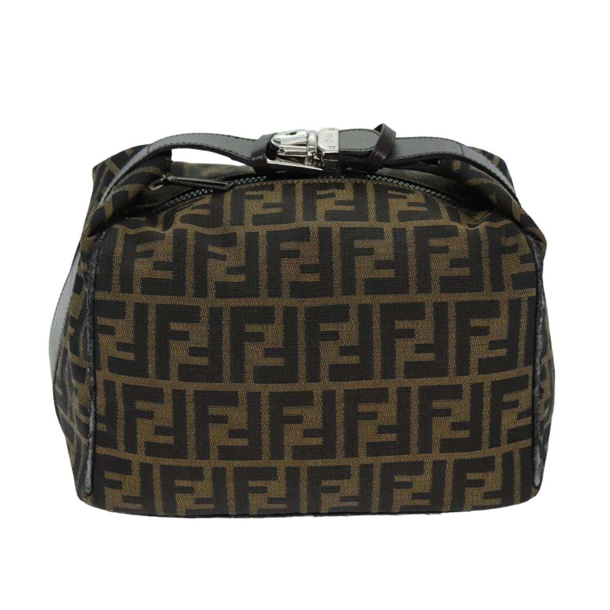 FENDI Zucca Canvas Hand Bag Black Brown Auth yk12930