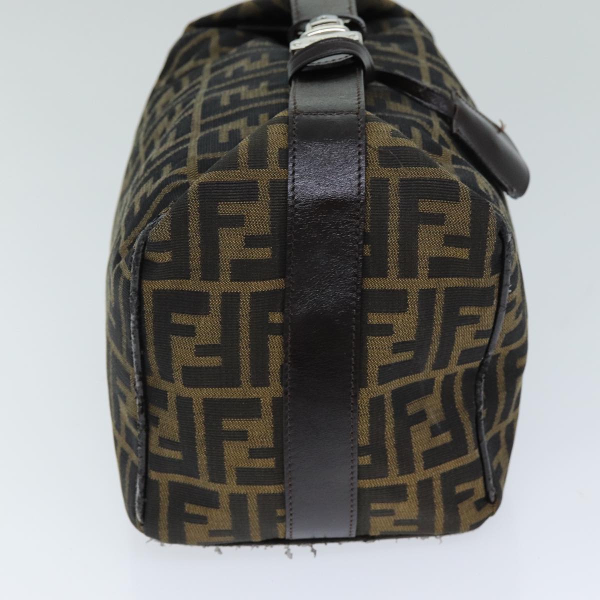 FENDI Zucca Canvas Hand Bag Black Brown Auth yk12930