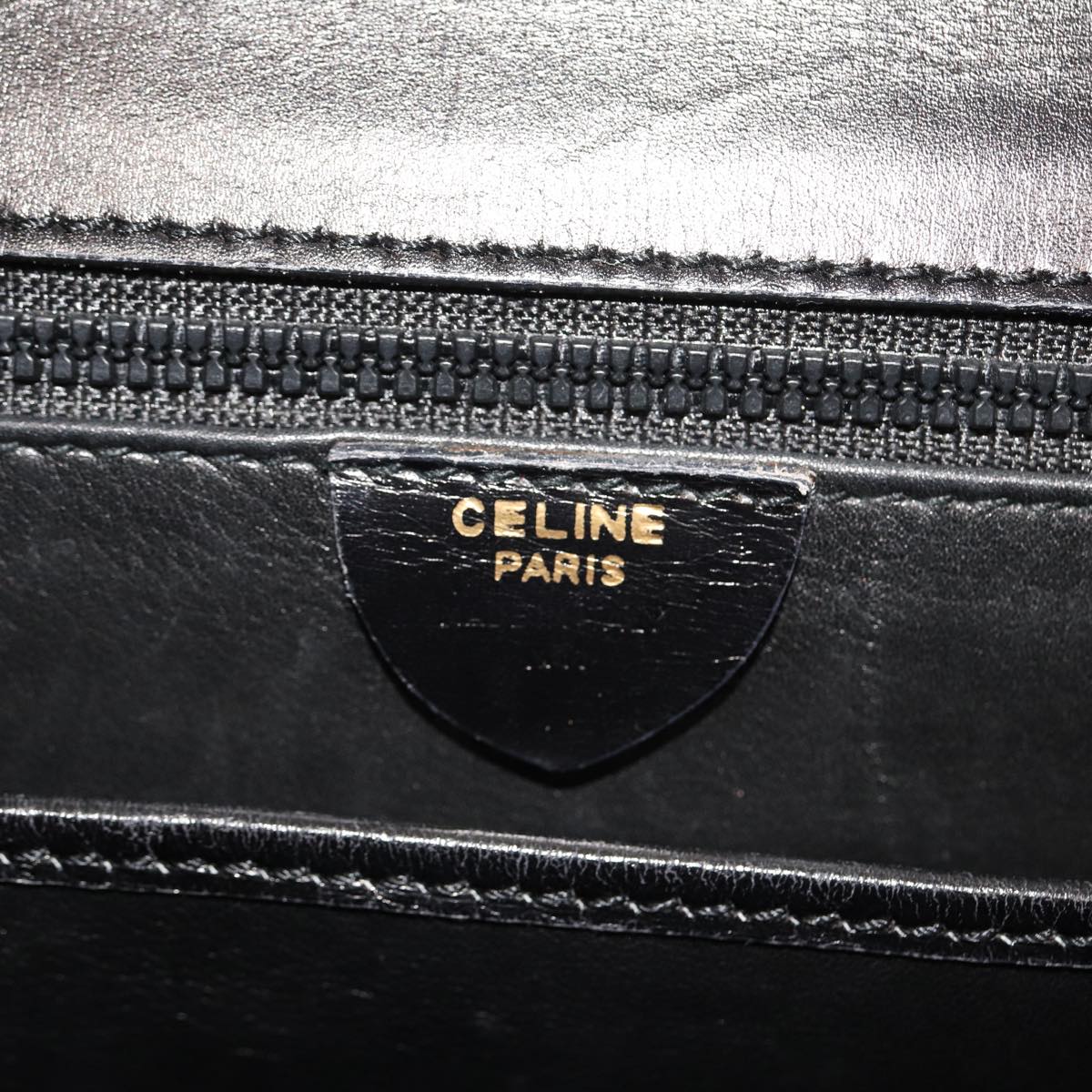 CELINE Hand Bag Leather Black Auth yk12969