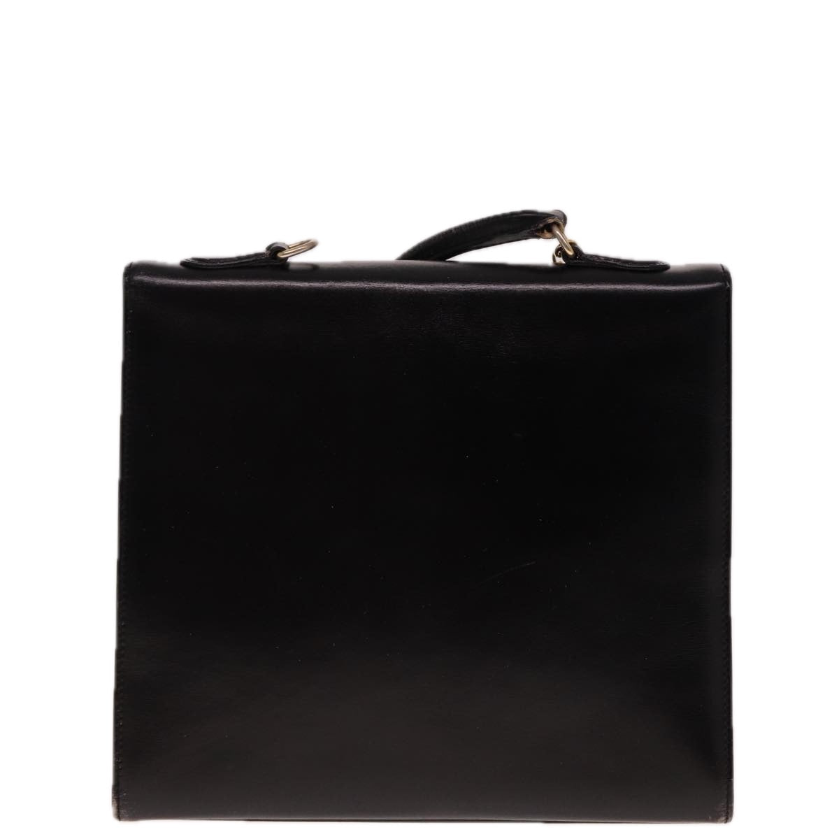 CELINE Hand Bag Leather Black Auth yk12969