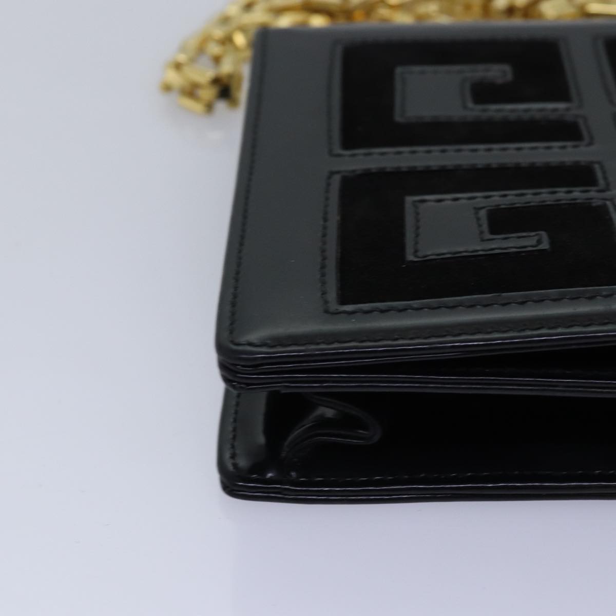 GIVENCHY Chain Shoulder Bag Enamel Black Auth yk12976