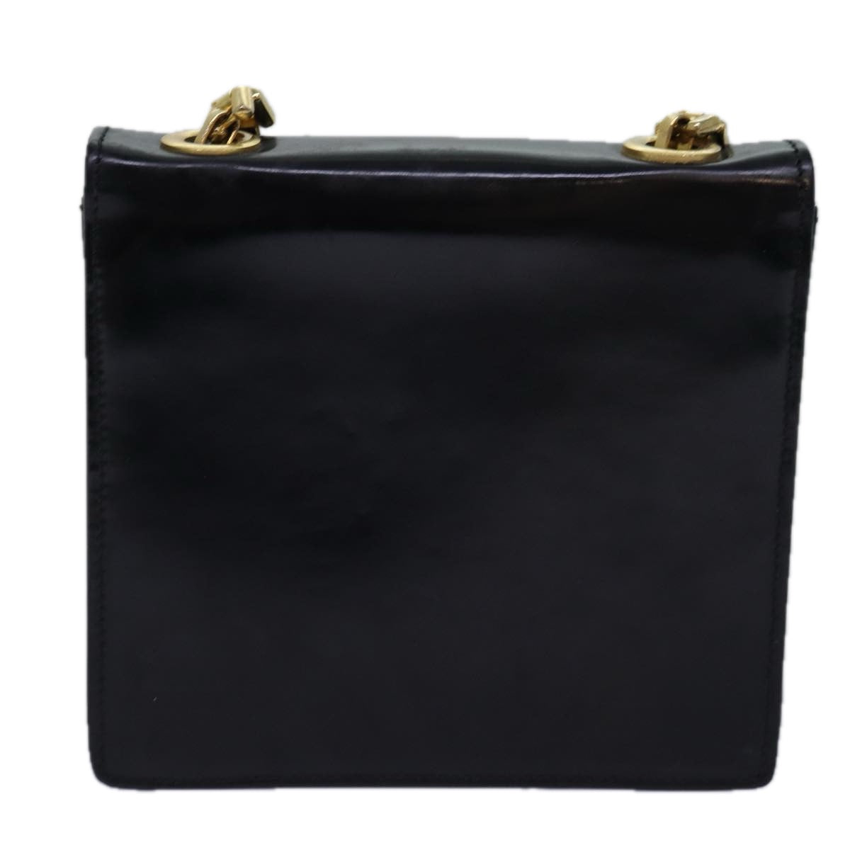 GIVENCHY Chain Shoulder Bag Enamel Black Auth yk12976