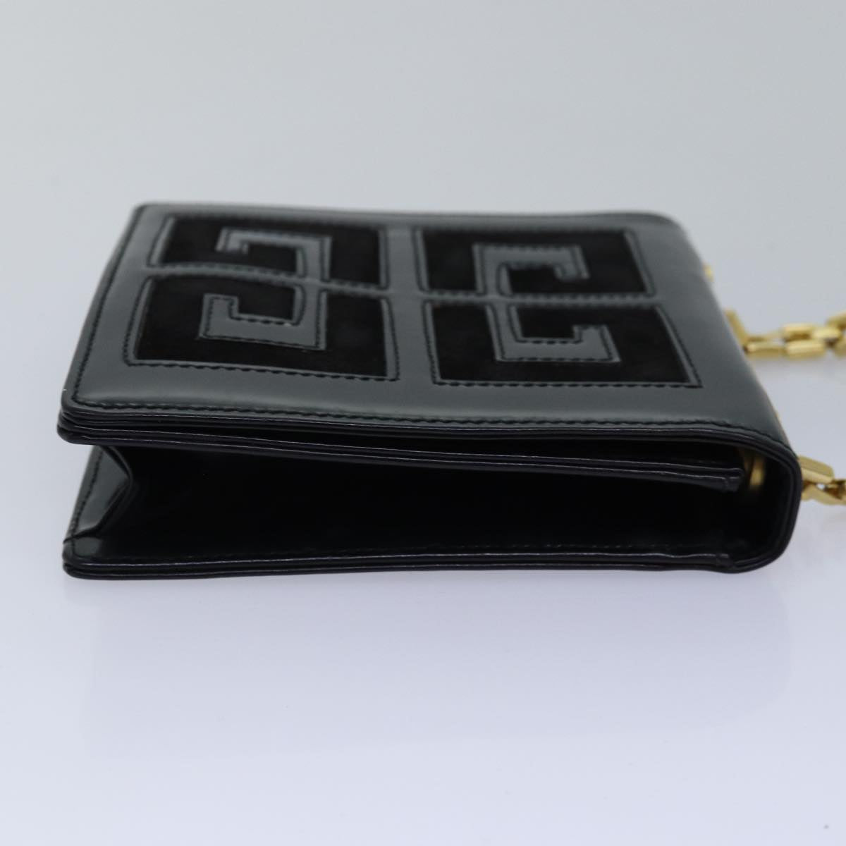 GIVENCHY Chain Shoulder Bag Enamel Black Auth yk12976