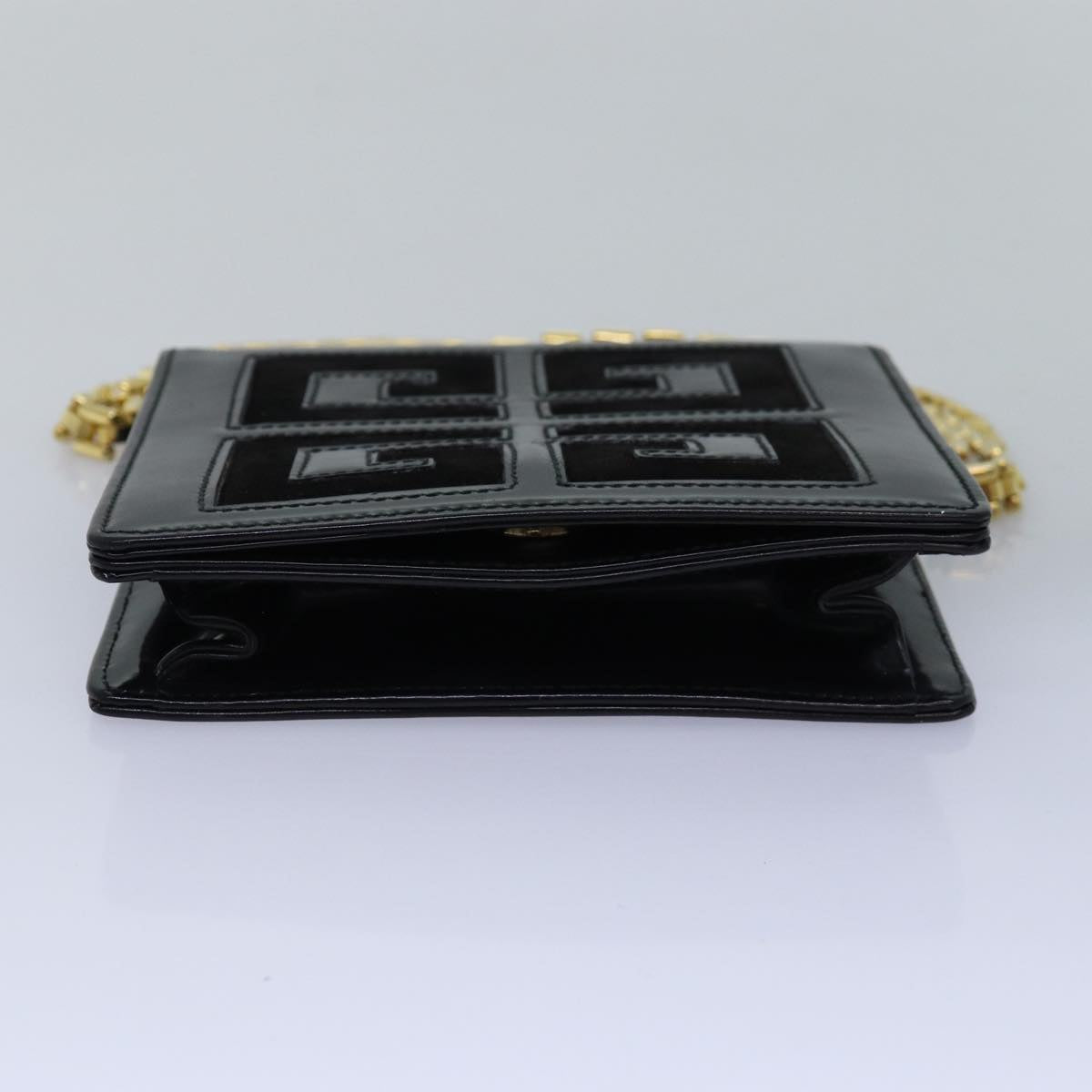 GIVENCHY Chain Shoulder Bag Enamel Black Auth yk12976