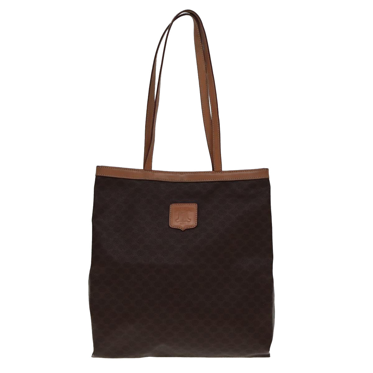 CELINE Macadam Canvas Tote Bag PVC Leather Brown Auth yk12998