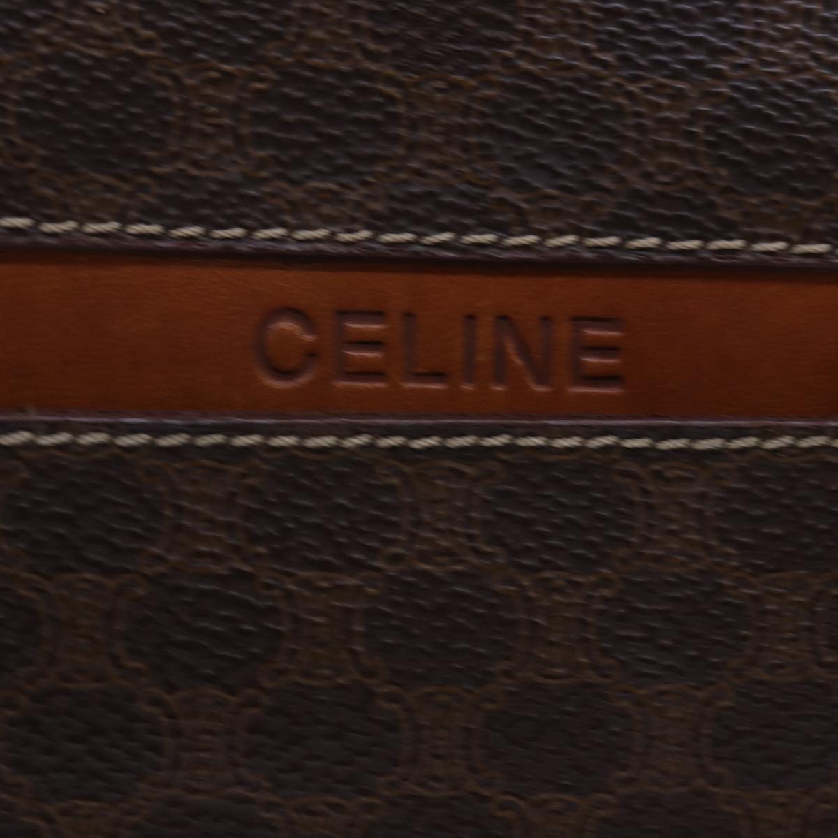 CELINE Macadam Canvas Hand Bag PVC Leather Brown Auth yk13002