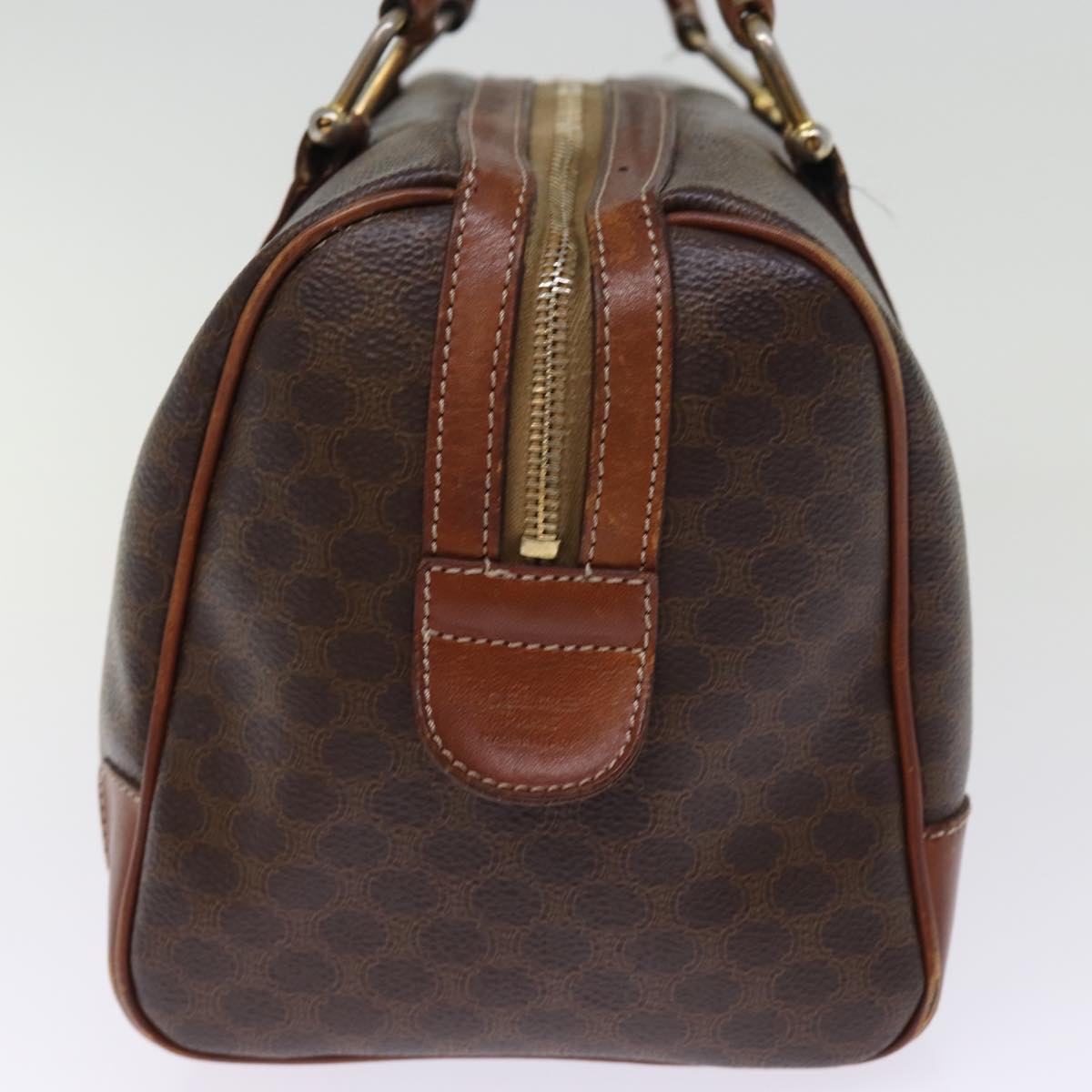 CELINE Macadam Canvas Hand Bag PVC Leather Brown Auth yk13003