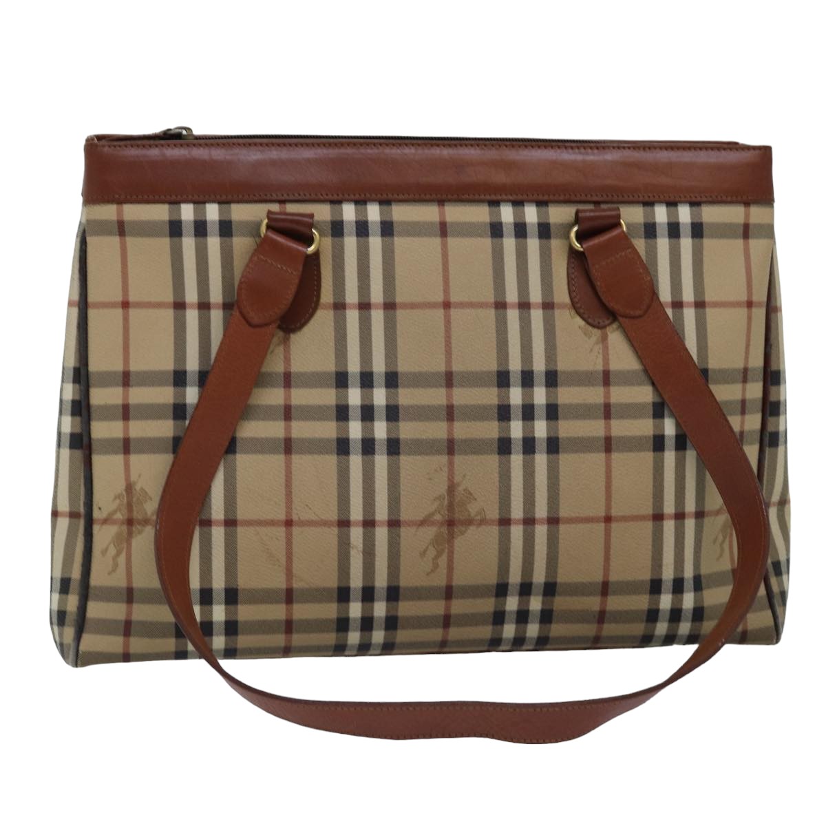 BURBERRY Nova Check Shoulder Bag PVC Leather Beige Auth yk13005