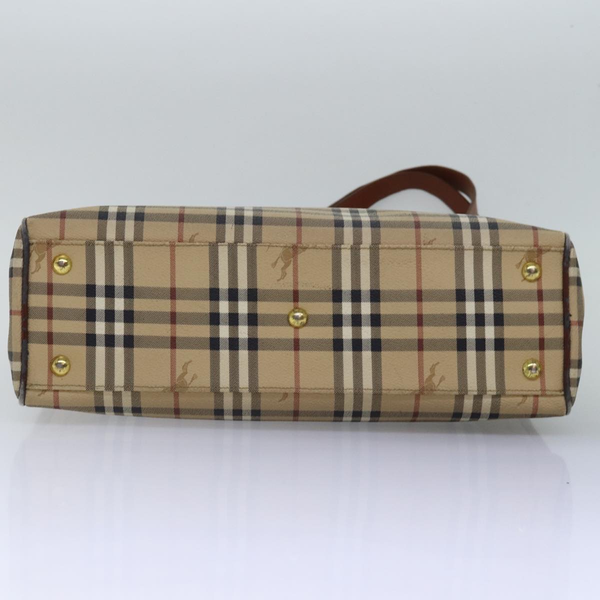 BURBERRY Nova Check Shoulder Bag PVC Leather Beige Auth yk13005