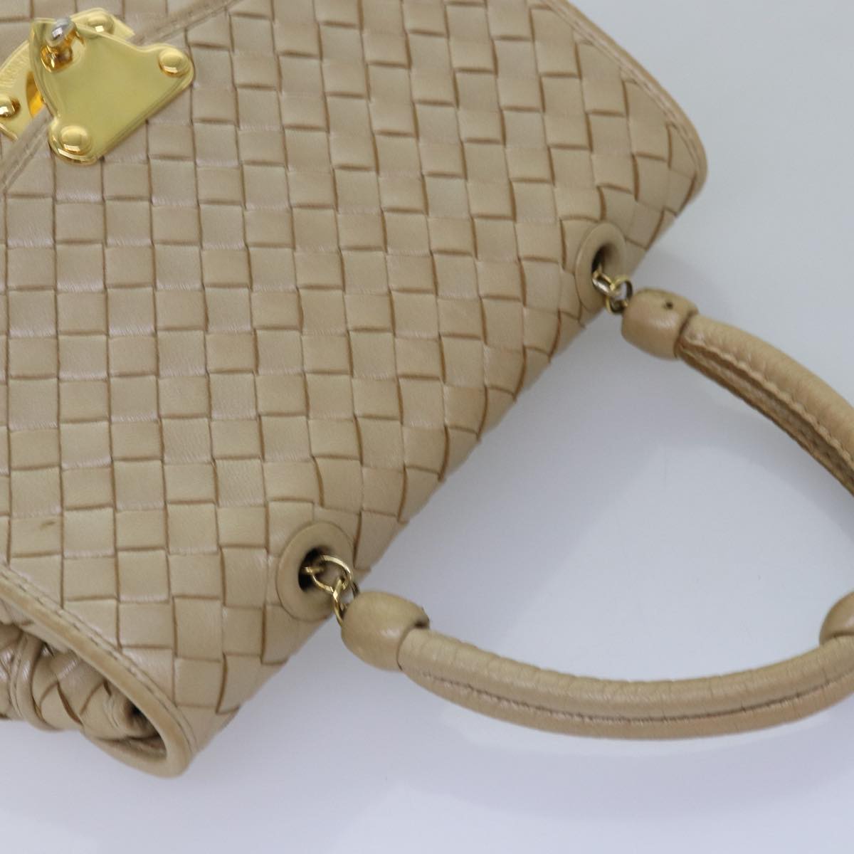 BOTTEGA VENETA INTRECCIATO Hand Bag Leather 2way Beige Auth yk13011