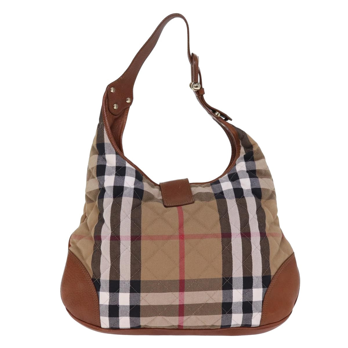 BURBERRY Quilted Nova Check Shoulder Bag Canvas Beige Auth yk13016