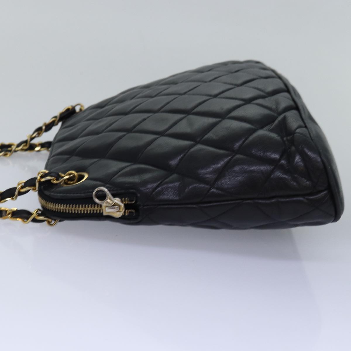 CHANEL Matelasse Chain Shoulder Bag Lamb Skin Black CC Auth yk13018