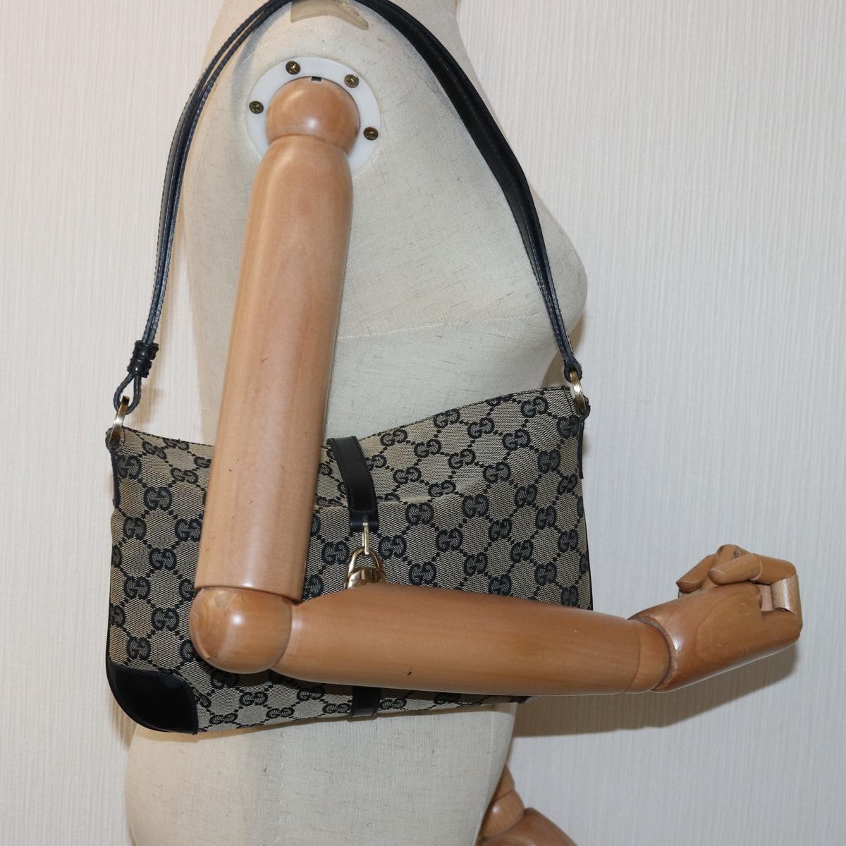 GUCCI Jackie GG Canvas Shoulder Bag Beige 001 4147 Auth yk13038