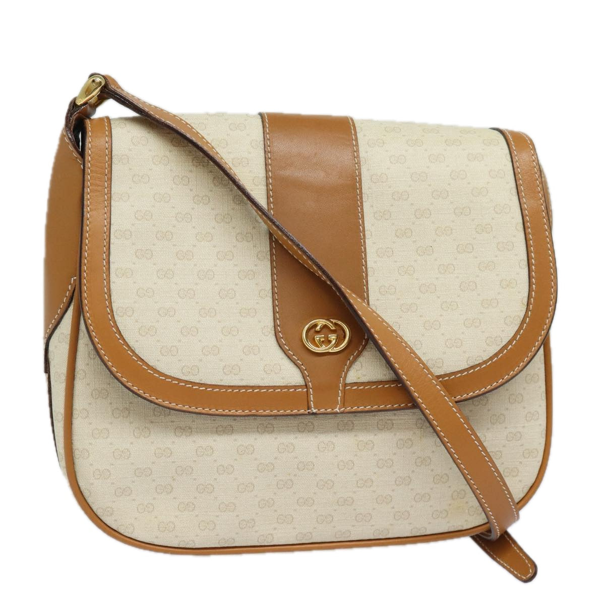 GUCCI Micro GG Supreme Shoulder Bag PVC Leather Beige 001 41 4425 Auth yk13040