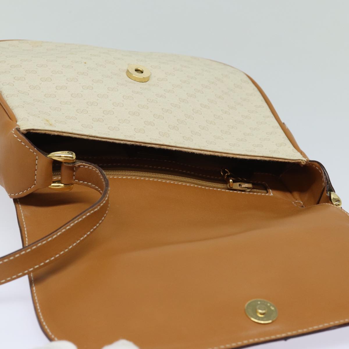 GUCCI Micro GG Supreme Shoulder Bag PVC Leather Beige 001 41 4425 Auth yk13040