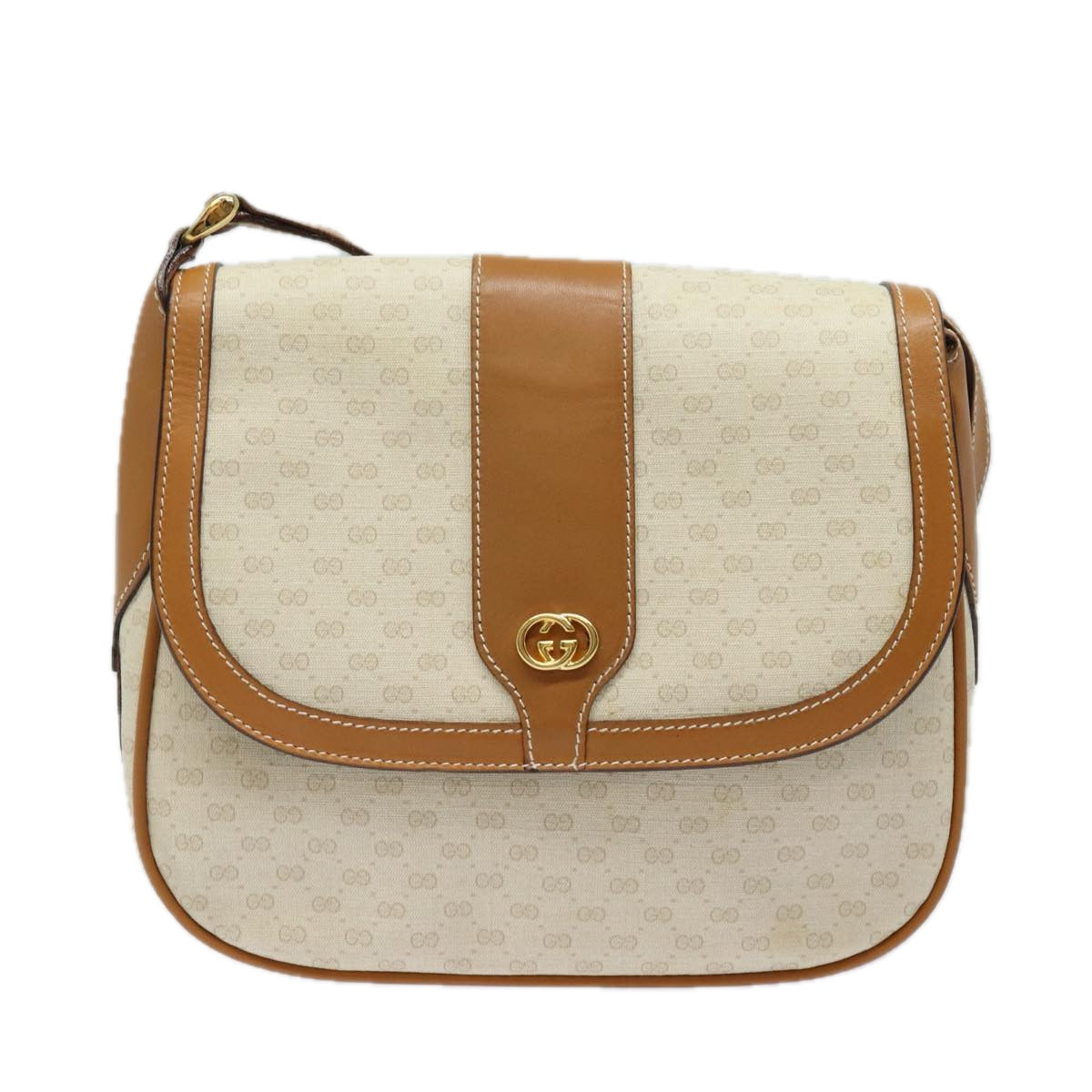 GUCCI Micro GG Supreme Shoulder Bag PVC Leather Beige 001 41 4425 Auth yk13040