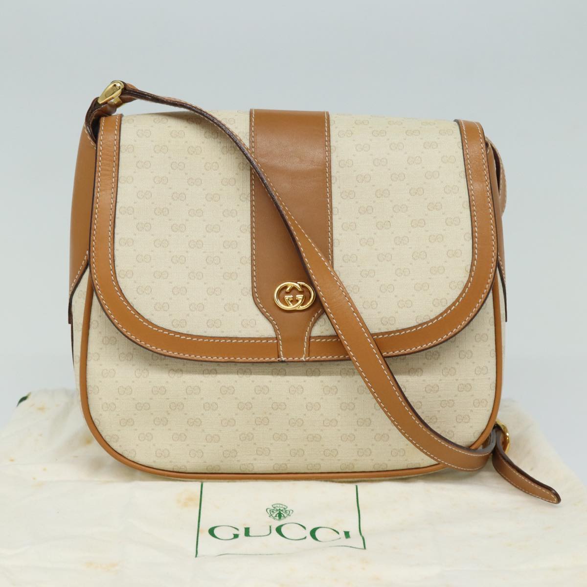 GUCCI Micro GG Supreme Shoulder Bag PVC Leather Beige 001 41 4425 Auth yk13040