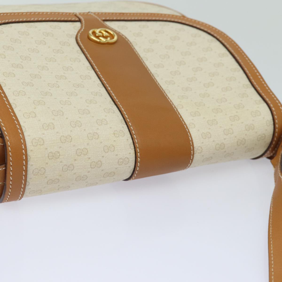 GUCCI Micro GG Supreme Shoulder Bag PVC Leather Beige 001 41 4425 Auth yk13040