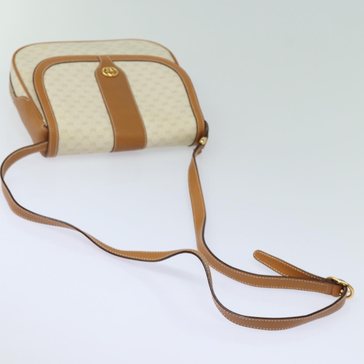 GUCCI Micro GG Supreme Shoulder Bag PVC Leather Beige 001 41 4425 Auth yk13040