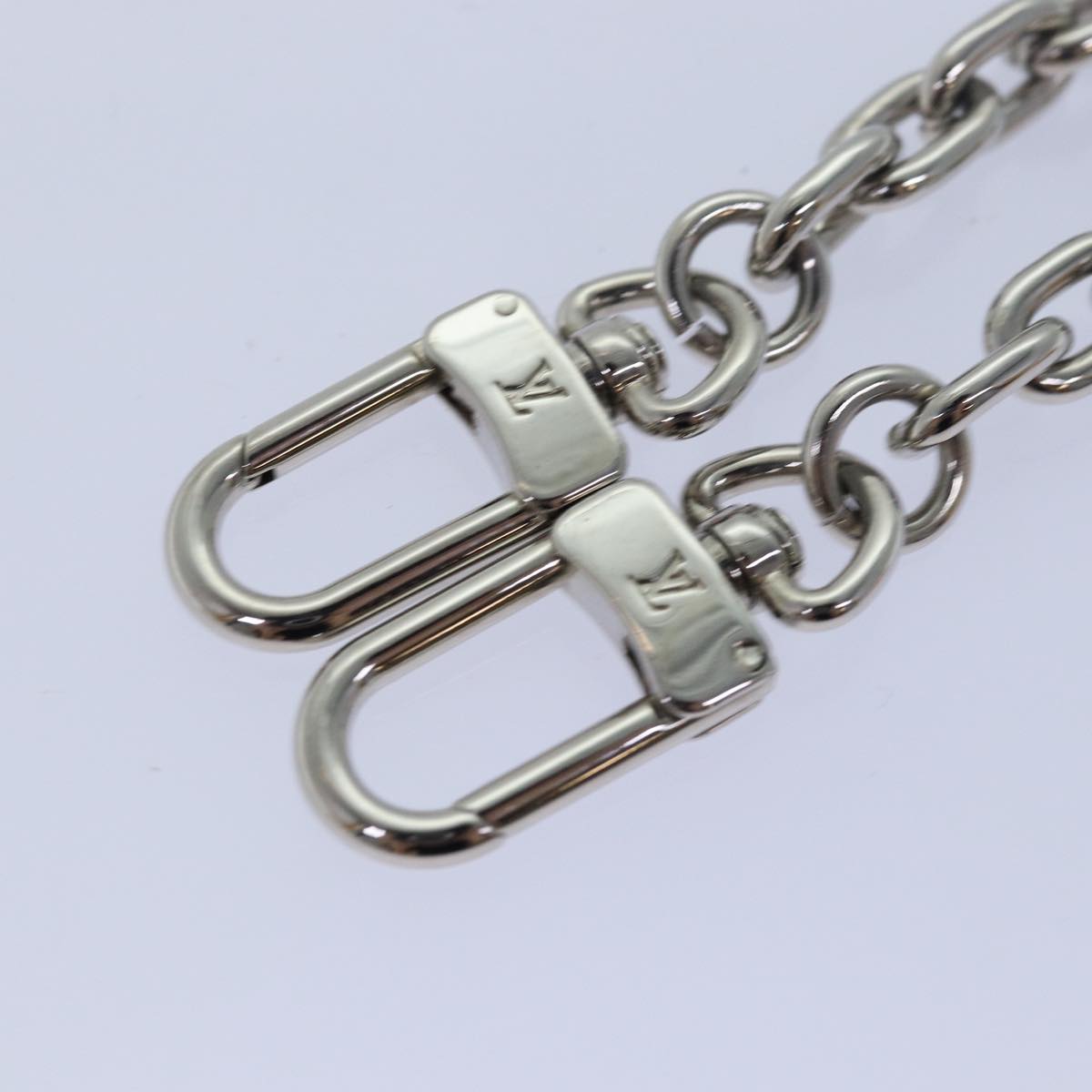 LOUIS VUITTON Wallet Chain Silver LV Auth yk13052