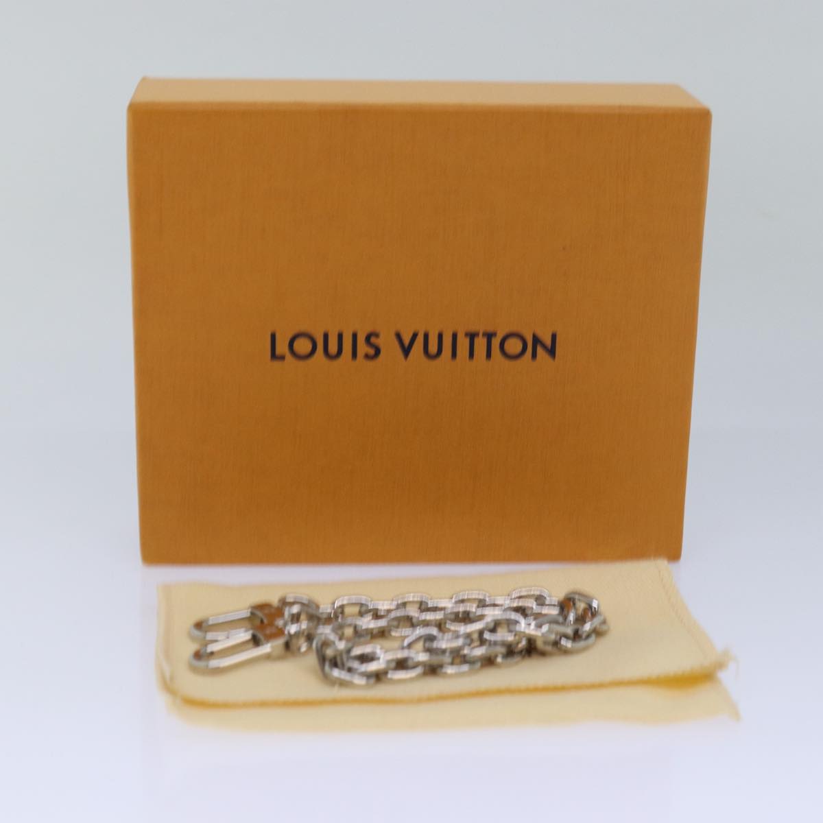 LOUIS VUITTON Wallet Chain Silver LV Auth yk13052