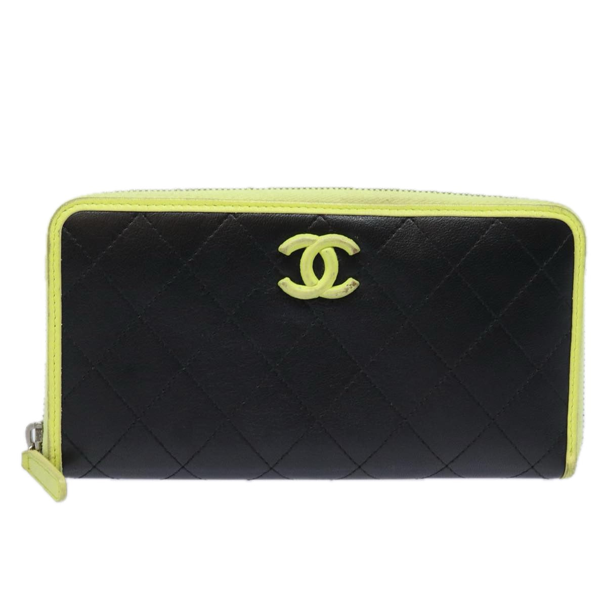 CHANEL Matelasse Long Wallet Leather Black CC Auth yk13055 - 0