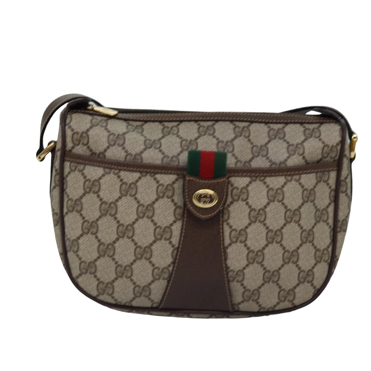 GUCCI GG Supreme Web Sherry Line Shoulder Bag PVC Beige 89 02 032 Auth yk13060