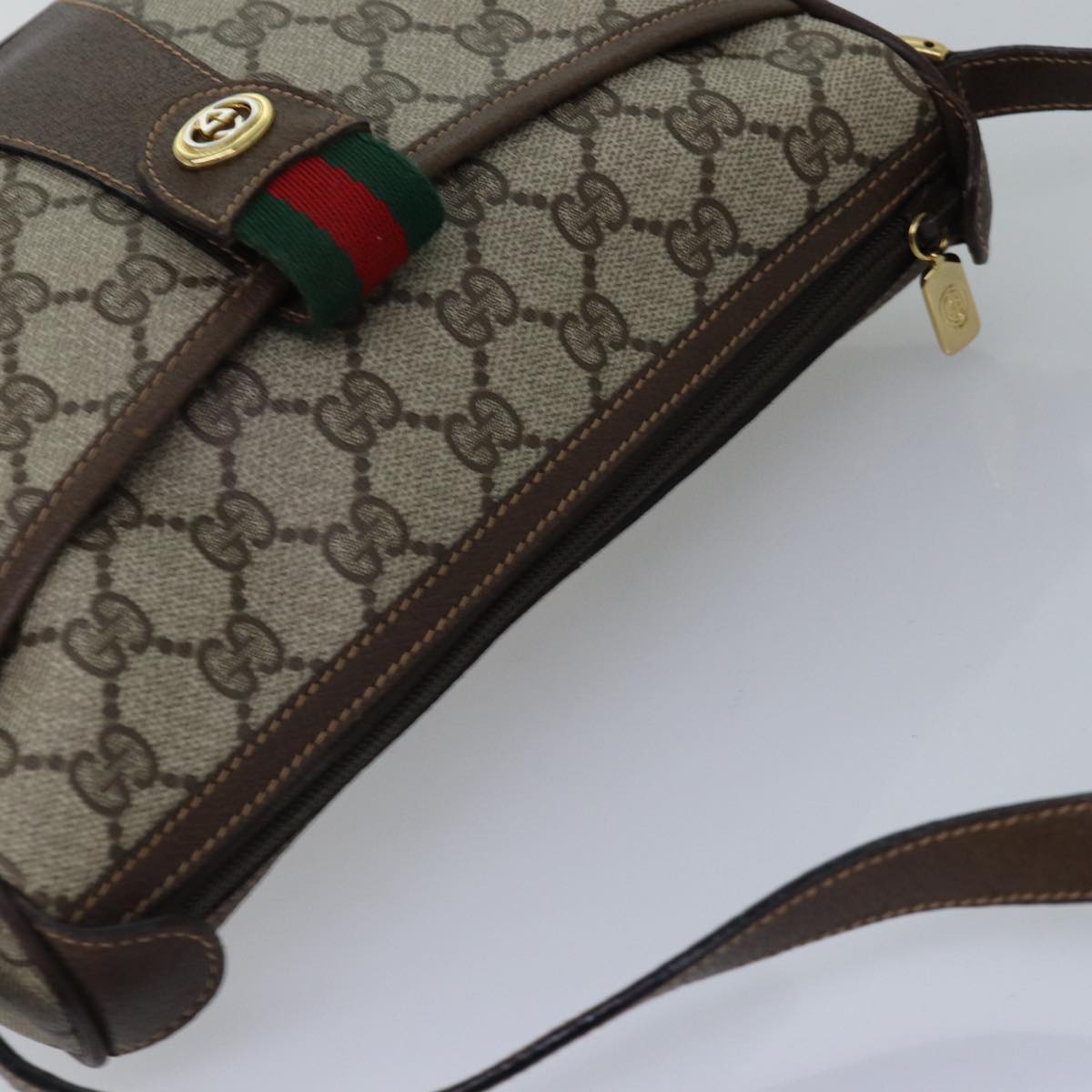 GUCCI GG Supreme Web Sherry Line Shoulder Bag PVC Beige 89 02 032 Auth yk13060