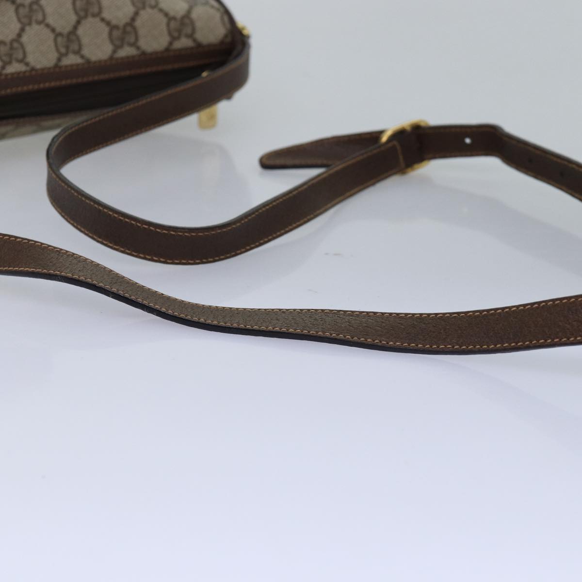 GUCCI GG Supreme Web Sherry Line Shoulder Bag PVC Beige 89 02 032 Auth yk13060