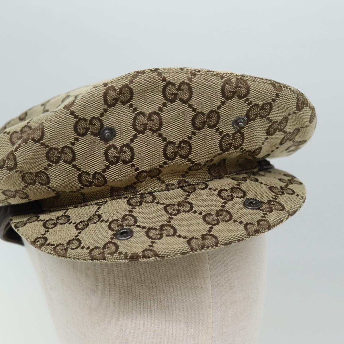 GUCCI GG Canvas Hunting Cap Hat M Beige Auth yk13069