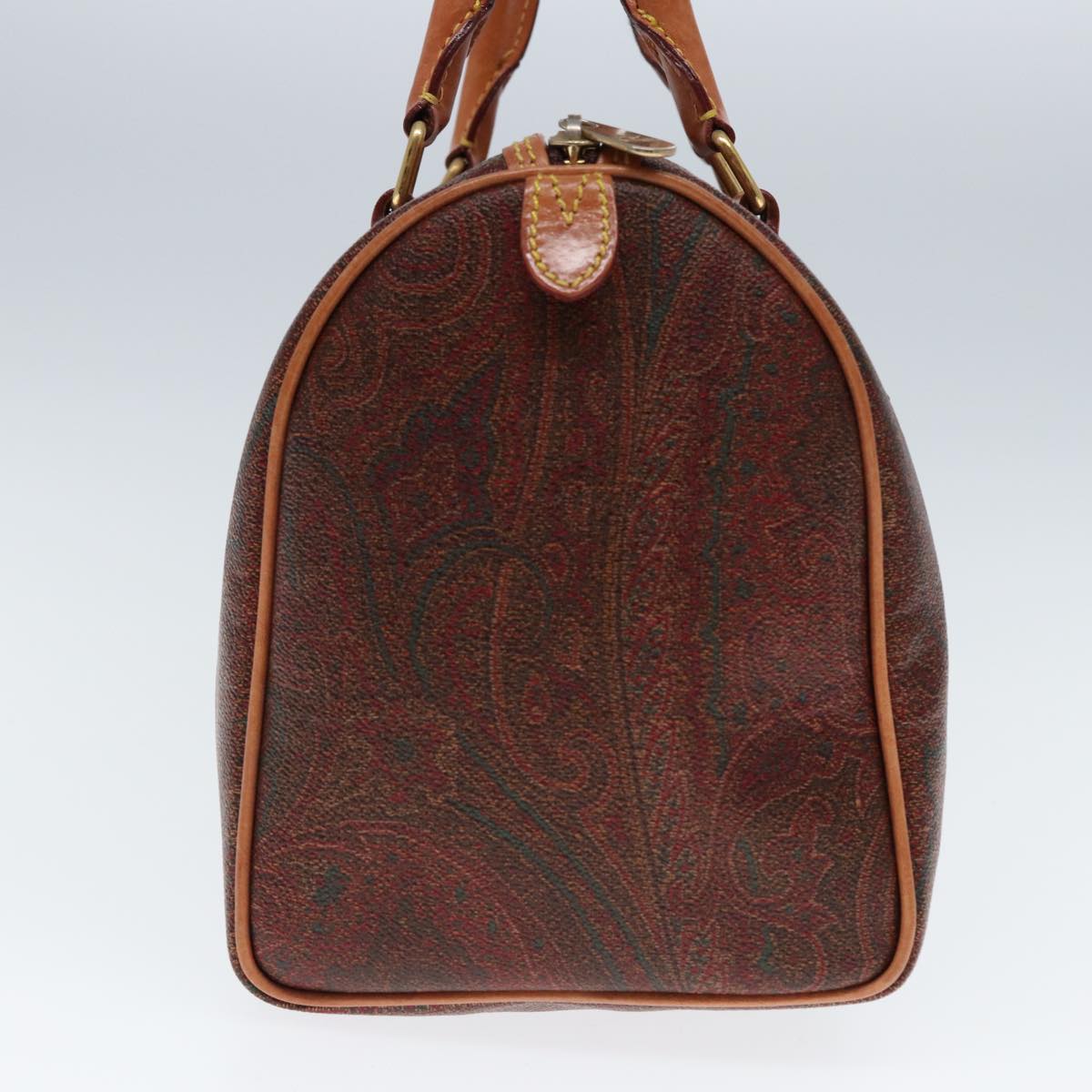 ETRO Paisley Boston Bag PVC Leather Brown Auth yk13070