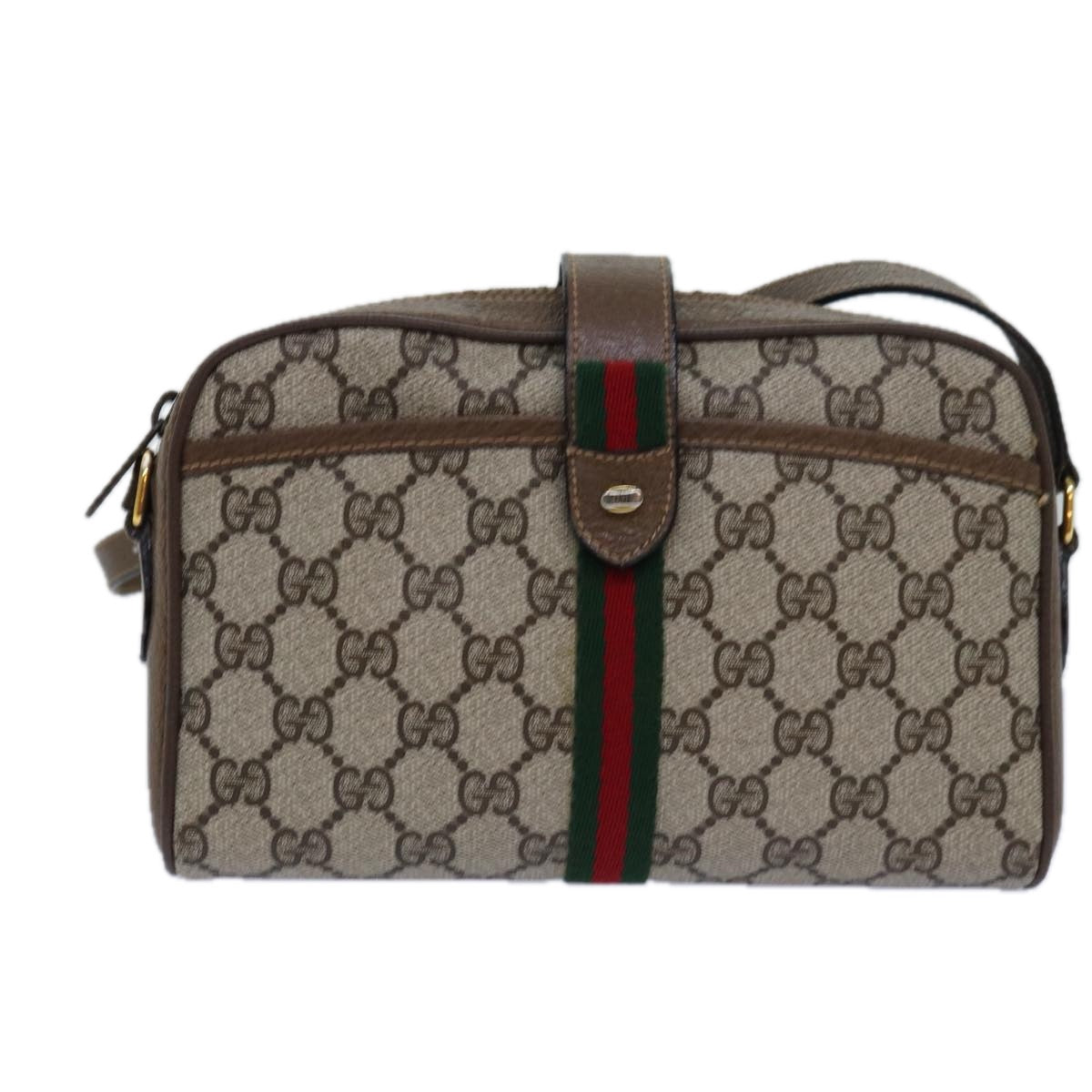 GUCCI GG Supreme Web Sherry Line Shoulder Bag PVC Beige 89 02 055 Auth yk13076