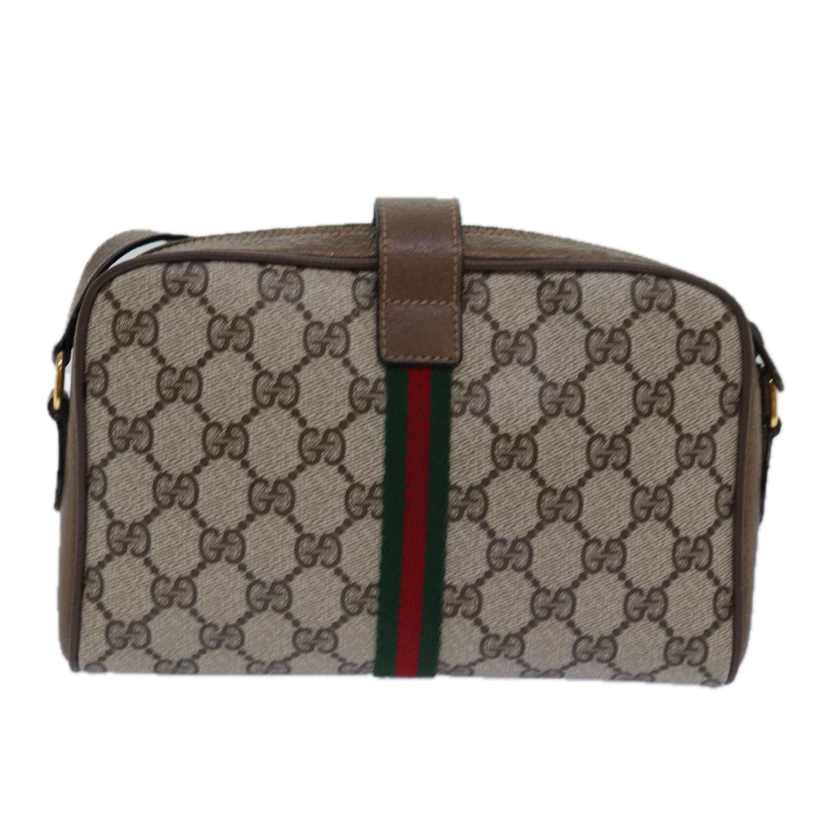 GUCCI GG Supreme Web Sherry Line Shoulder Bag PVC Beige 89 02 055 Auth yk13076