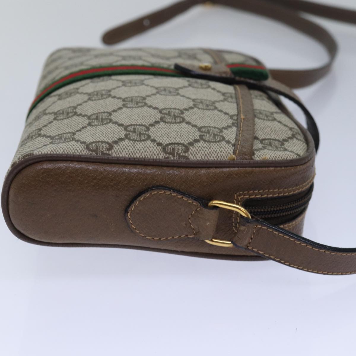 GUCCI GG Supreme Web Sherry Line Shoulder Bag PVC Beige 89 02 055 Auth yk13076