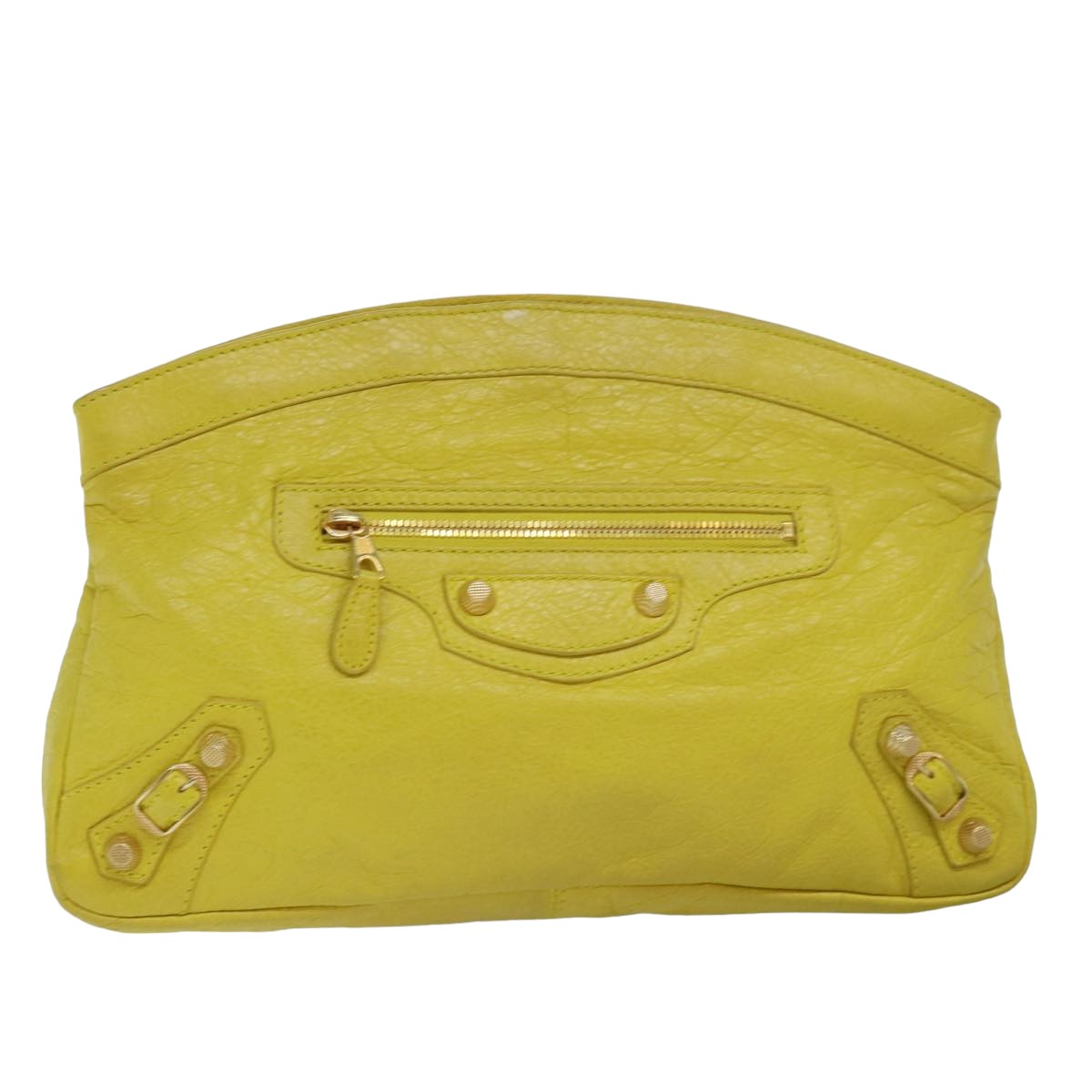 BALENCIAGA Clutch Bag Leather Yellow 285453 Auth yk13077